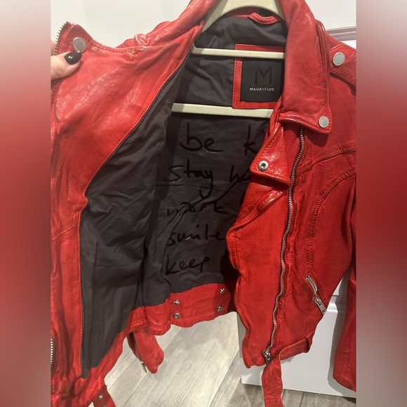 Mauritius Red Leather Jacket Size S - Picture 6 of 11